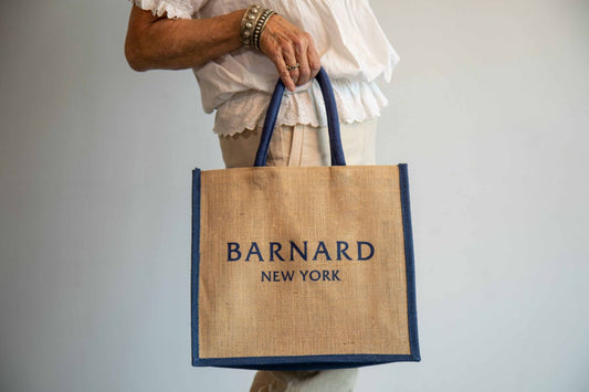 Navy Trimmed Barnard New York Burlap Bag