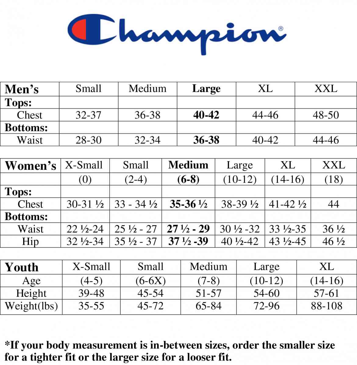 Champion hoodie fit guide sale